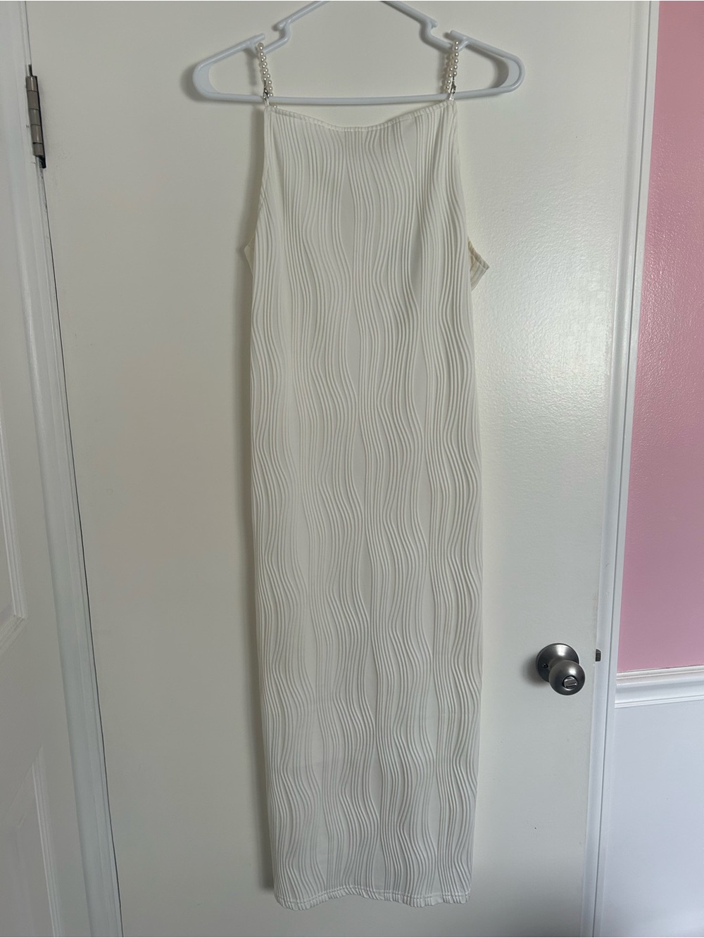 RIHOAS White Maxi Dress with Beaded Straps